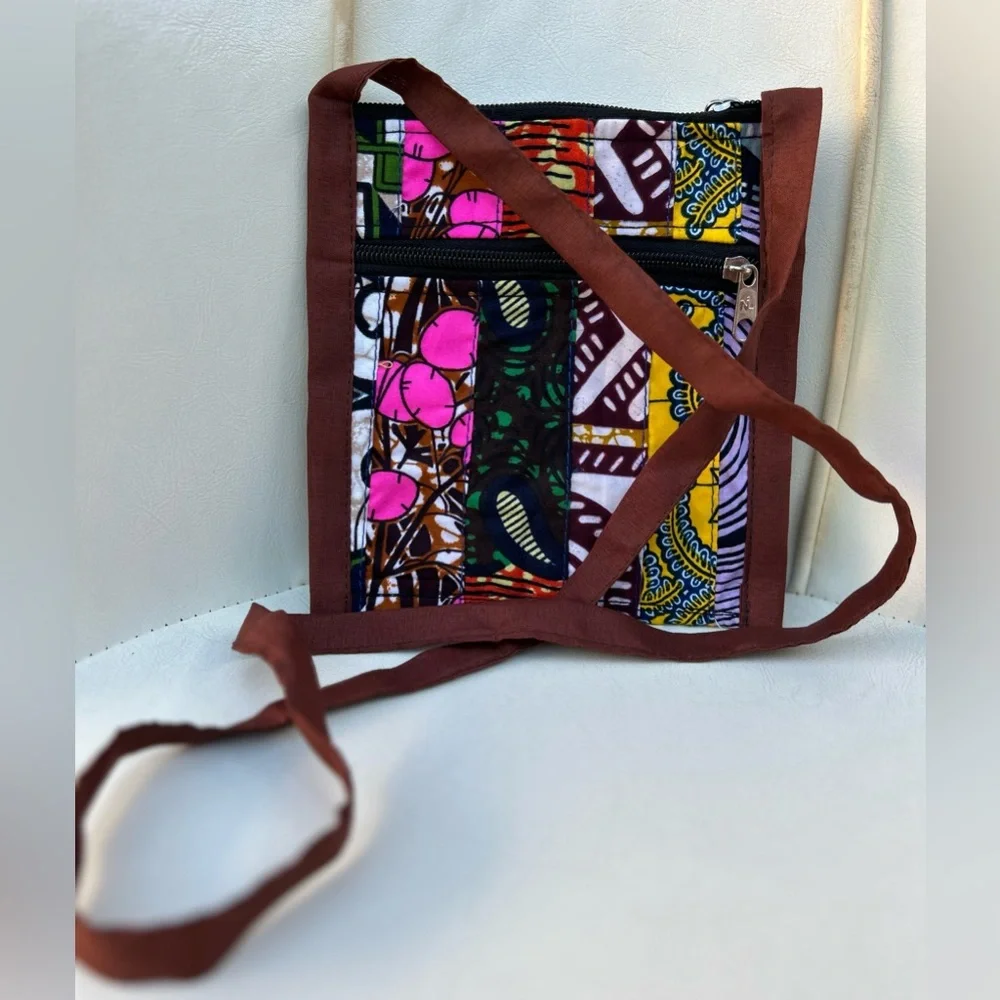 NW 💯 Cotton Patch Vlisco Fabric Crossbody Purse Sz 6”x6”